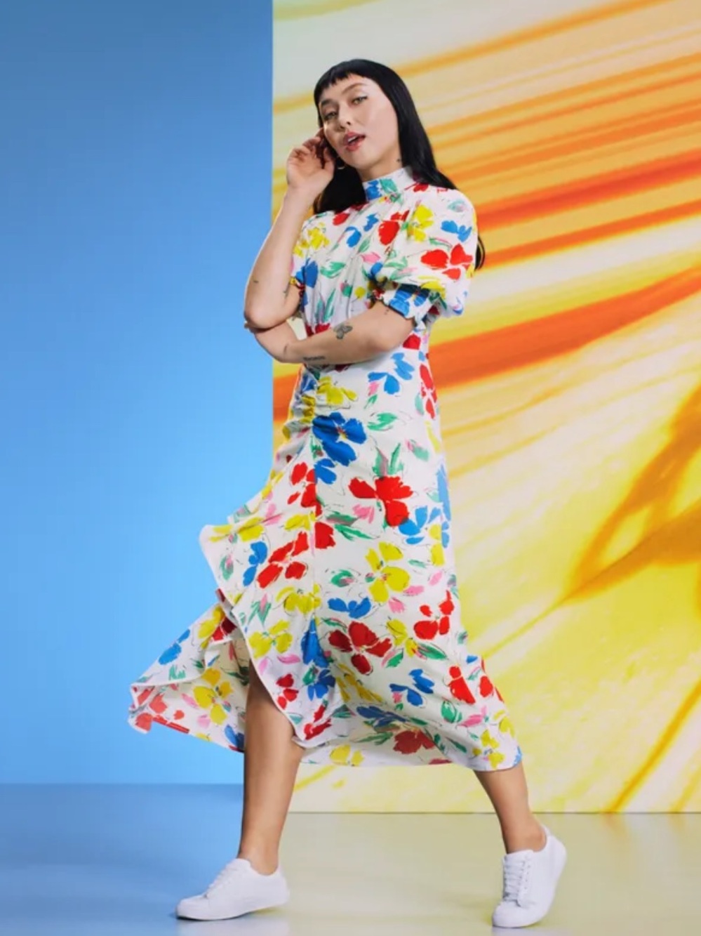 Rixo X Target Floral Mock Neck Ruffle MIDI Dress Size 4 NEW